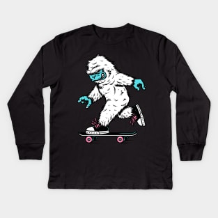 Skateboarding Yeti Kids Long Sleeve T-Shirt